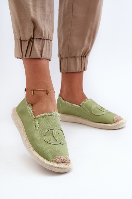 Klassikalise mudeli Naiselik espadrillid Rohelist värvi Flaure