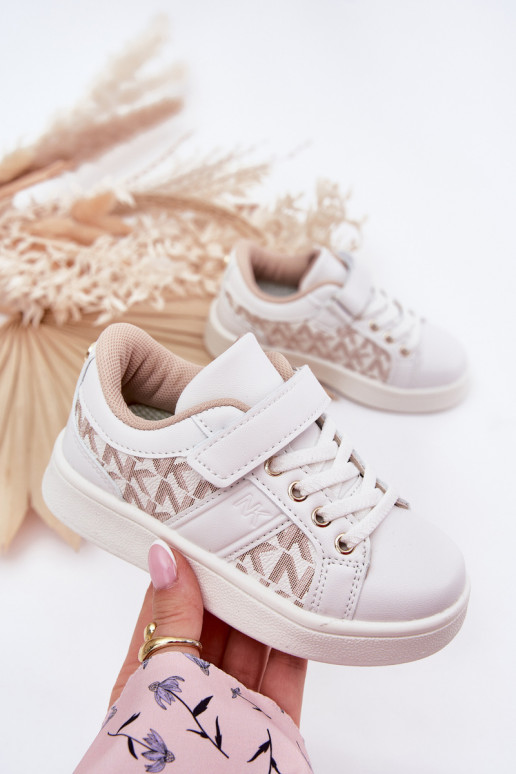 spordijalatsid Sneakers tüüpi jalanõud Laste jalanõud eko-nahast Valget-beeži värvi Anelisa