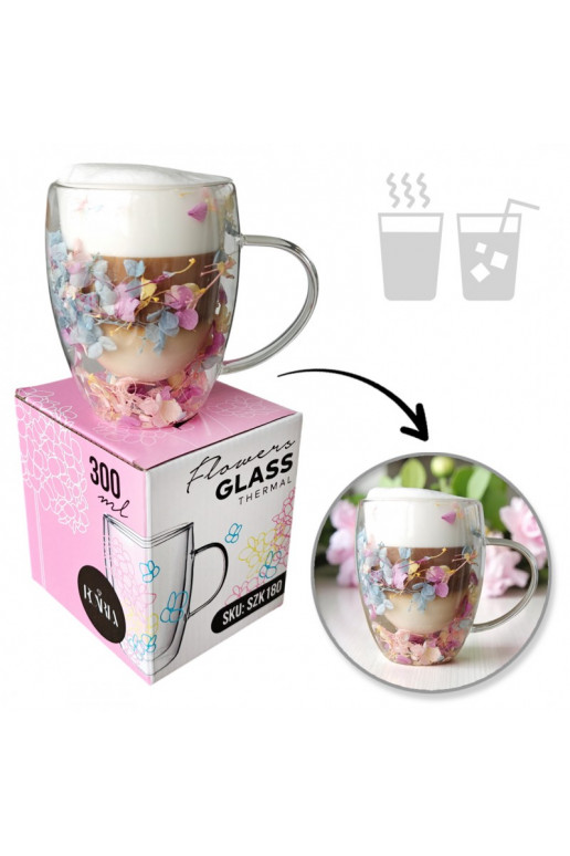 Szklanka termiczna koos ami w środku, gipsówka hortensje roosa 300 ml 1tk. SZK180