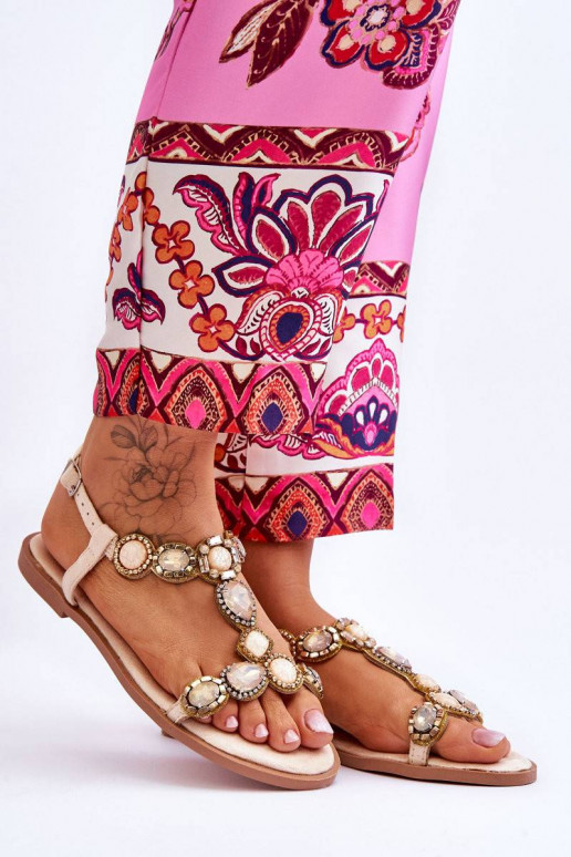 Seemisnahast lamedad sandaalid beeži...