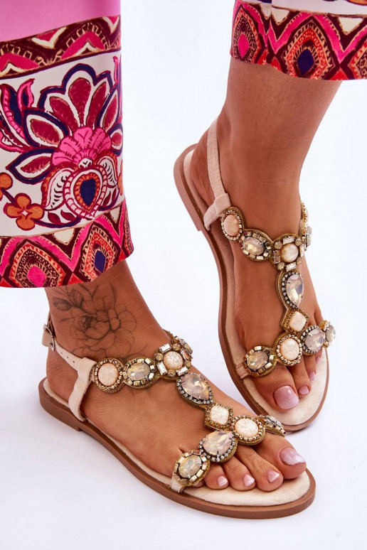 Seemisnahast lamedad sandaalid beeži...