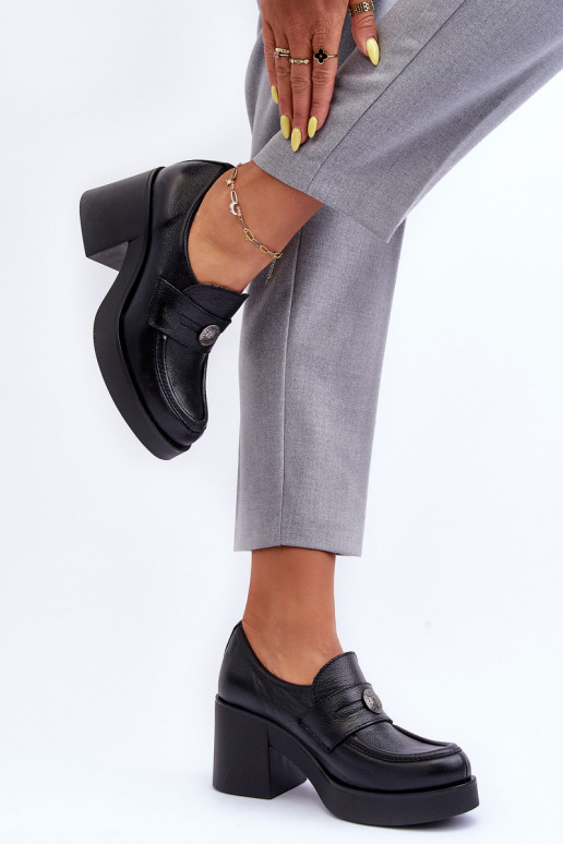 jalatsid kõrge jämeda kontsaga mustad...