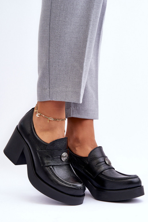 jalatsid kõrge jämeda kontsaga mustad...