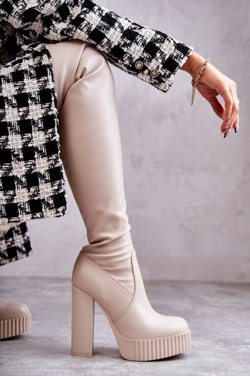 pika säärega saapad platvormiga beeži...