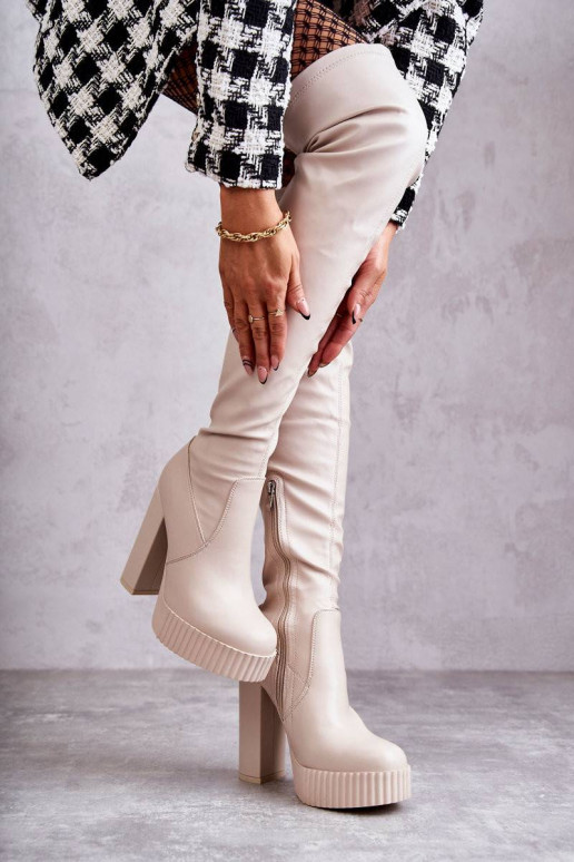 pika säärega saapad platvormiga beeži...