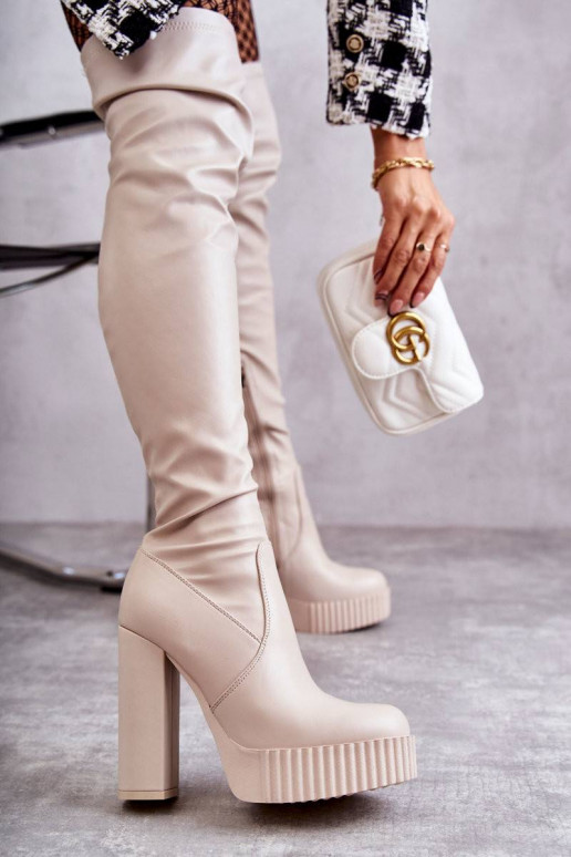 pika säärega saapad platvormiga beeži...