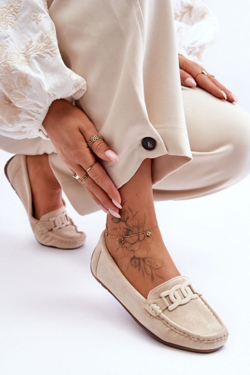 Sametist mokasiinid, liivavärvi Rabell