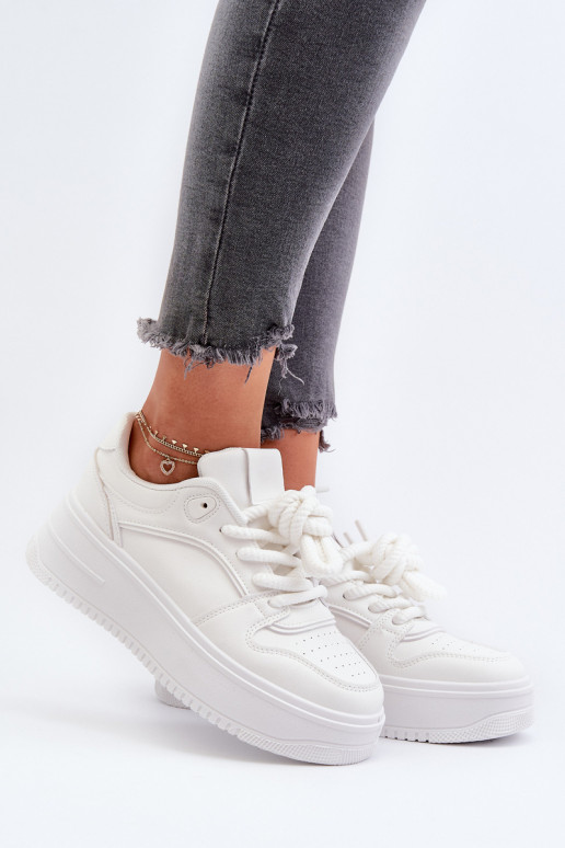 Valged platvormiga sneakers eko nahast Vhisper