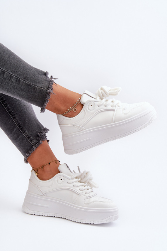 Valged platvormiga sneakers eko nahast Vhisper