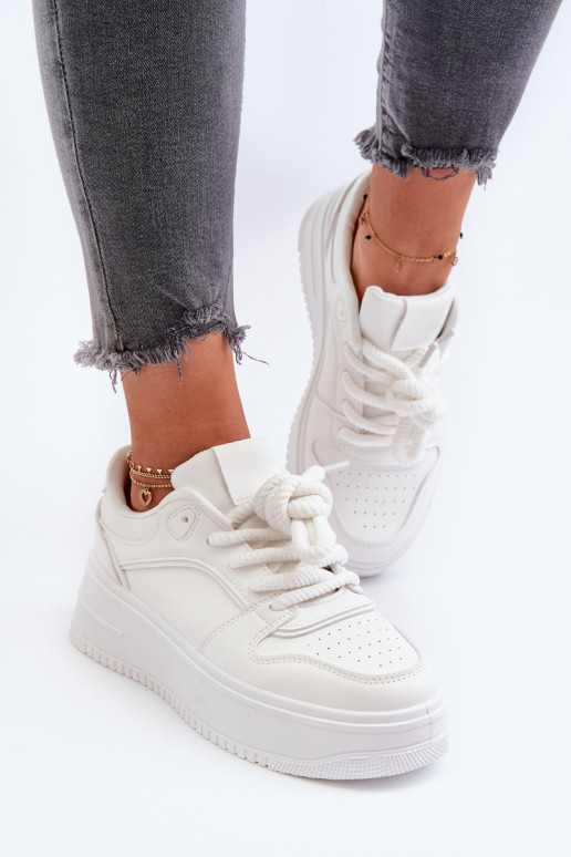 Valged platvormiga sneakers eko nahast Vhisper