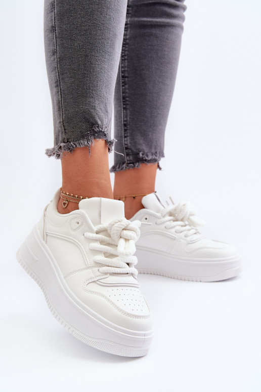 Valged platvormiga sneakers eko nahast Vhisper