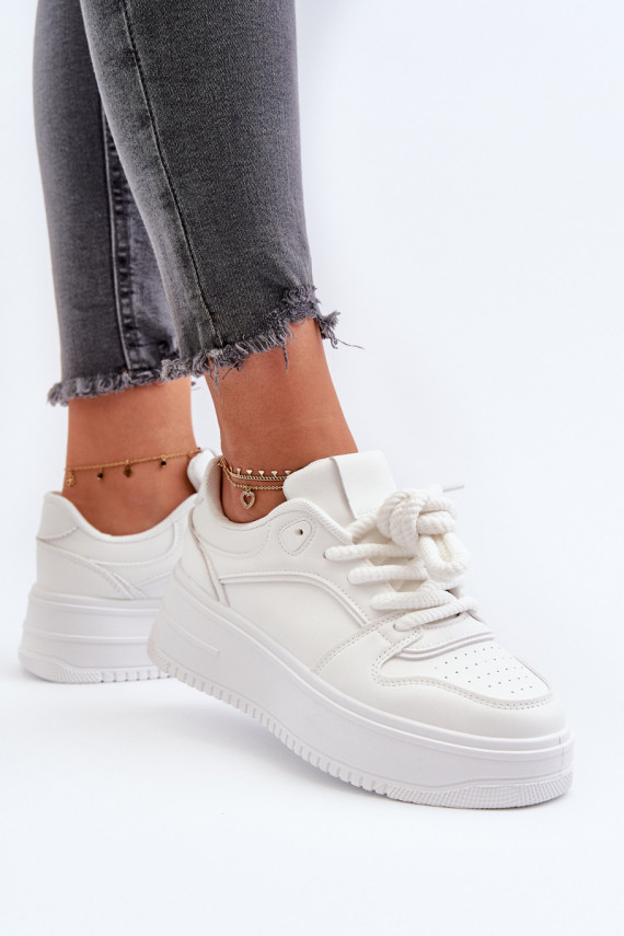 Valged platvormiga sneakers eko nahast Vhisper