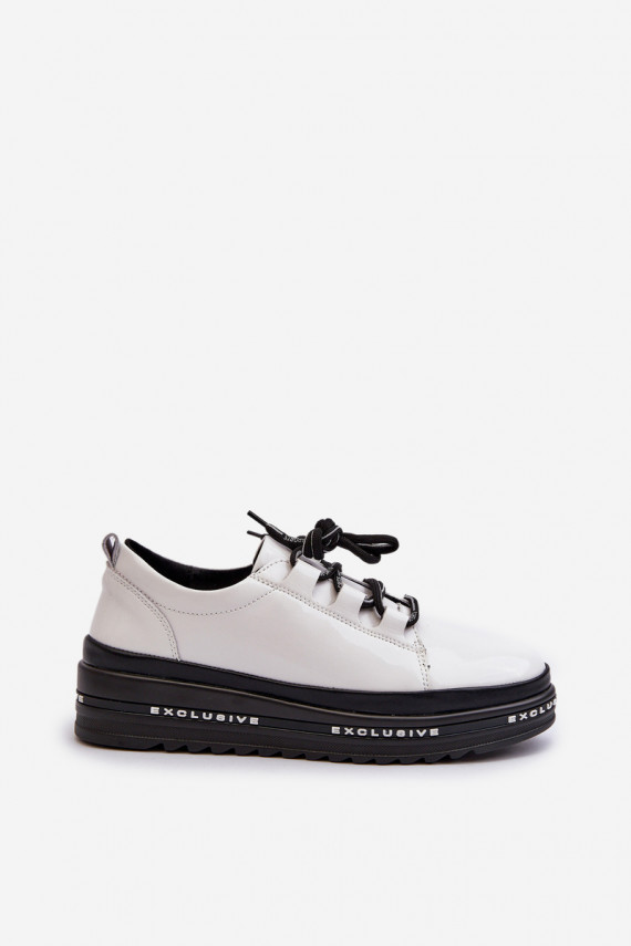 Valged platvormiga sneakers läikeefektiga, S.Barski LR592B