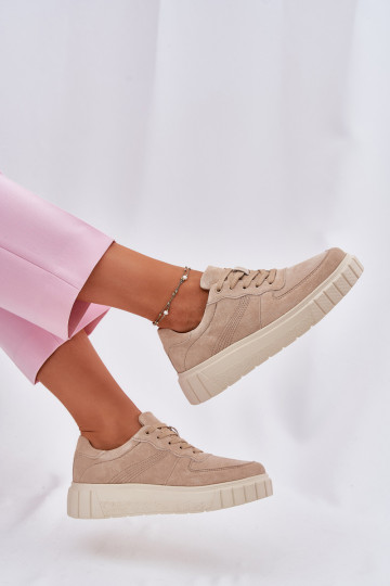 Naistel sametist sneakers stiilis kingad platvormiga, liivavärvi Rilena