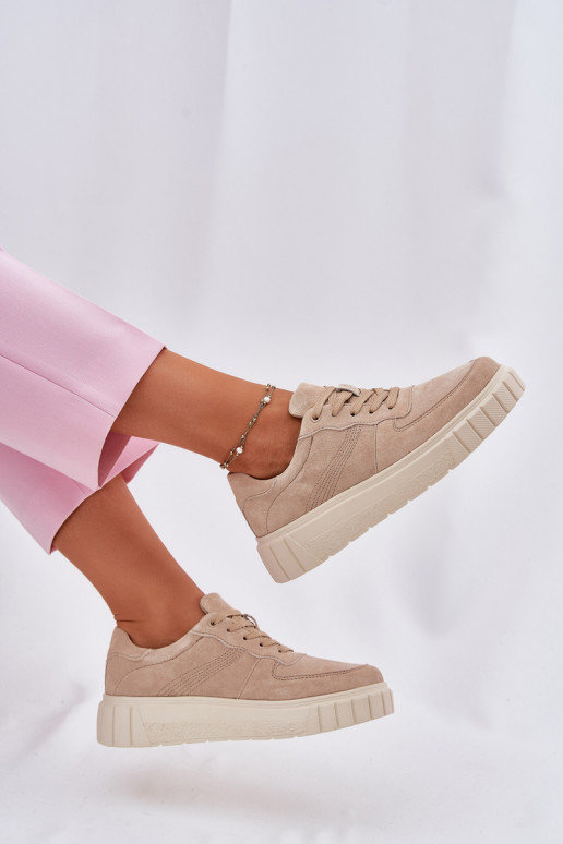 Naistel sametist sneakers stiilis kingad platvormiga, liivavärvi Rilena