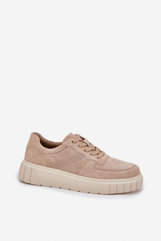 Naistel sametist sneakers stiilis kingad platvormiga, liivavärvi Rilena