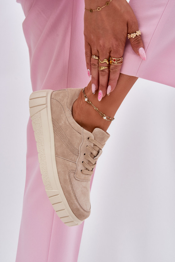 Naistel sametist sneakers stiilis kingad platvormiga, liivavärvi Rilena