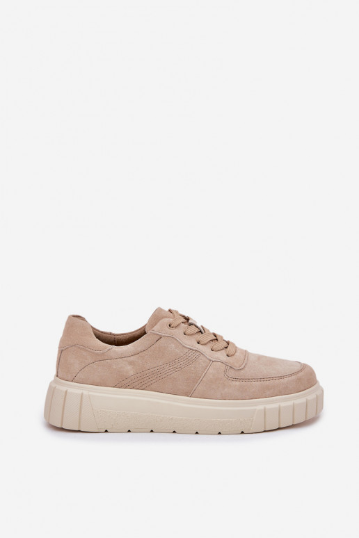 Naistel sametist sneakers stiilis kingad platvormiga, liivavärvi Rilena
