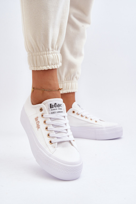 Naiste valged kingad platvormiga Lee...