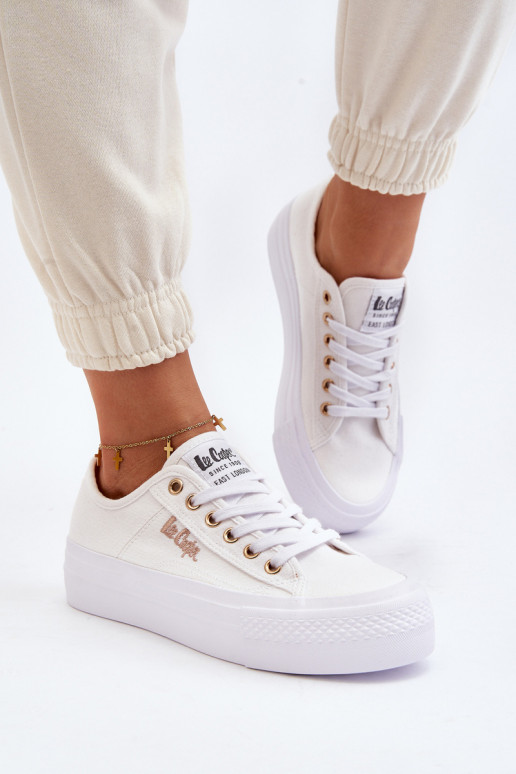 Naiste valged kingad platvormiga Lee...