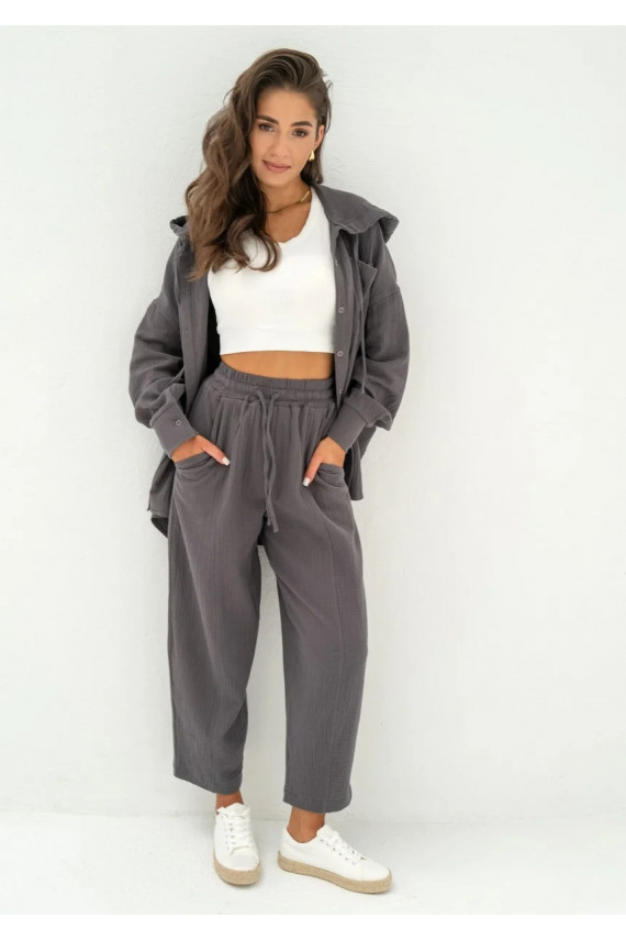 Graphite muslin jogger pants