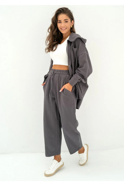 Graphite muslin jogger pants
