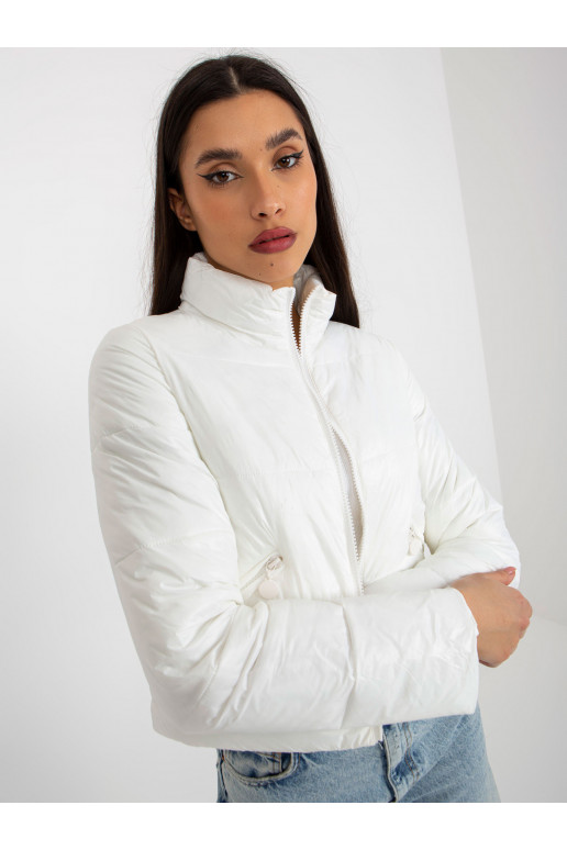 Ecru lühike taskutega tepitud jakk