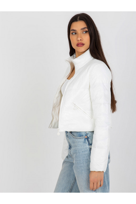 Ecru lühike taskutega tepitud jakk