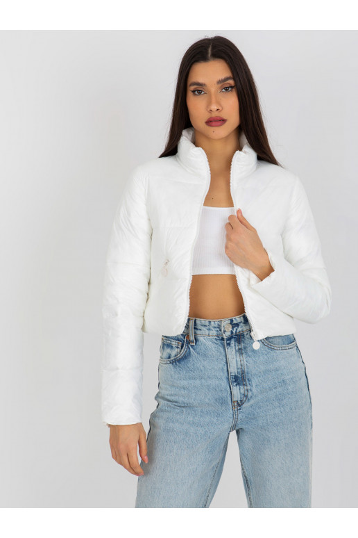 Ecru lühike taskutega tepitud jakk