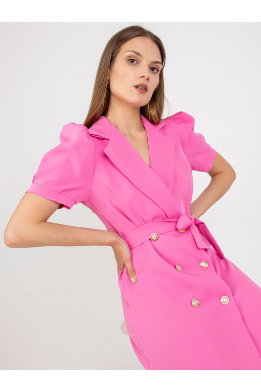 Roosa kaherealine vööga kokteilikleit