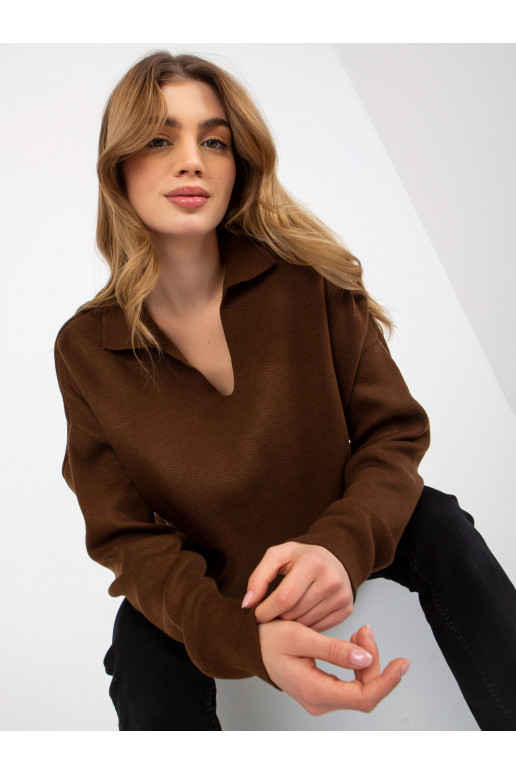 Tumepruun tavaline oversize kraega...