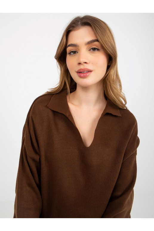 Tumepruun tavaline oversize kraega...