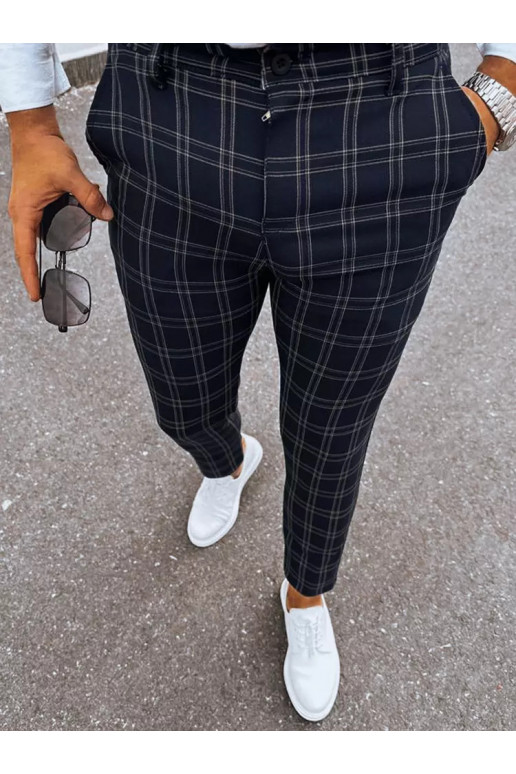 Meeste mustaruudulised chino püksid