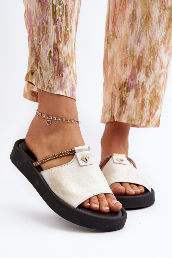 Zazoo 2896 naiste plätud Nahk Valget-Kuldset värvi