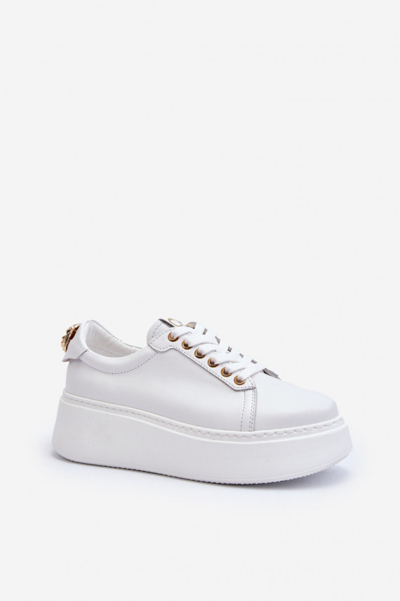 Naiselik Nahk Sneakers tüüpi jalanõud platvormiga CheBello 4367 valget värvi