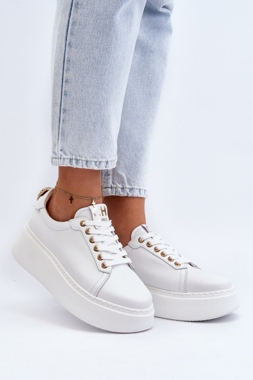 Naiselik Nahk Sneakers tüüpi jalanõud platvormiga CheBello 4367 valget värvi