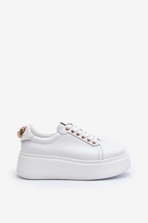 Naiselik Nahk Sneakers tüüpi jalanõud platvormiga CheBello 4367 valget värvi