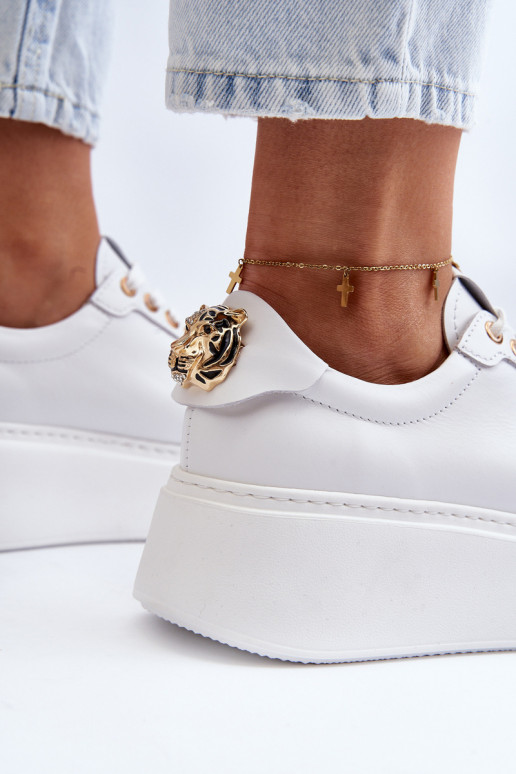 Naiselik Nahk Sneakers tüüpi jalanõud platvormiga CheBello 4367 valget värvi