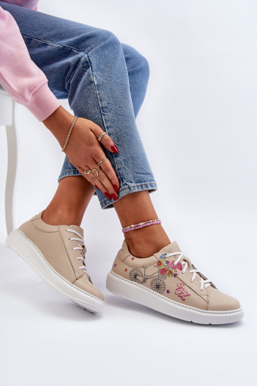 Zazoo 024/TAMARA Naiselik Sneakers tüüpi jalanõud Nahk beeži värvi