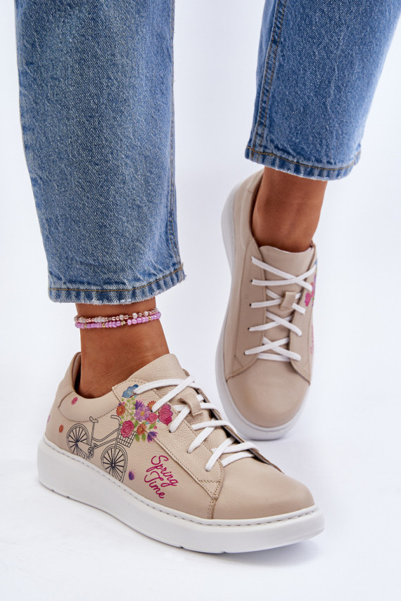 Zazoo 024/TAMARA Naiselik Sneakers tüüpi jalanõud Nahk beeži värvi