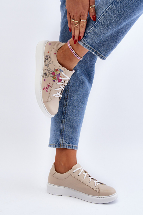 Zazoo 024/TAMARA Naiselik Sneakers tüüpi jalanõud Nahk beeži värvi