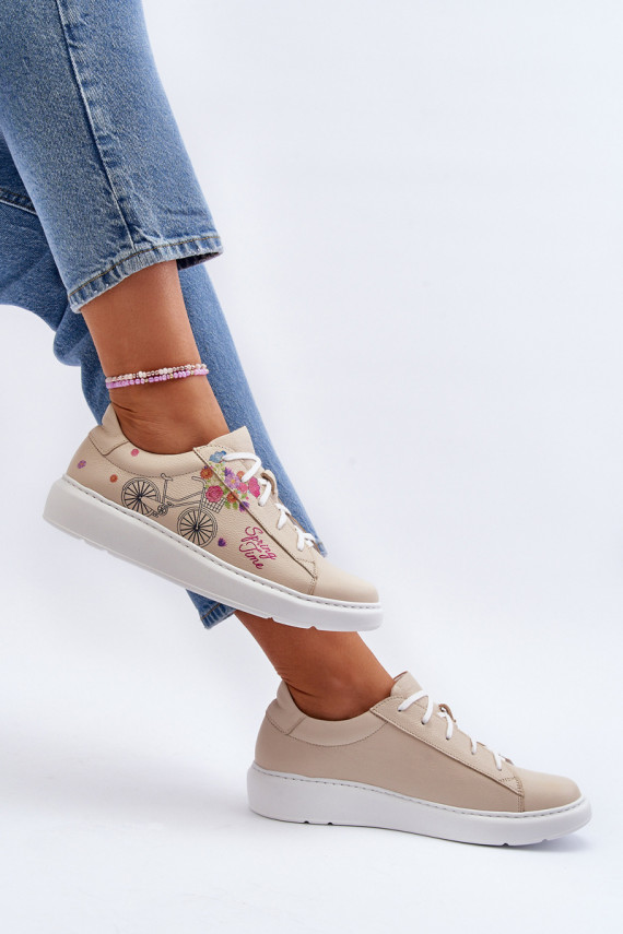 Zazoo 024/TAMARA Naiselik Sneakers tüüpi jalanõud Nahk beeži värvi