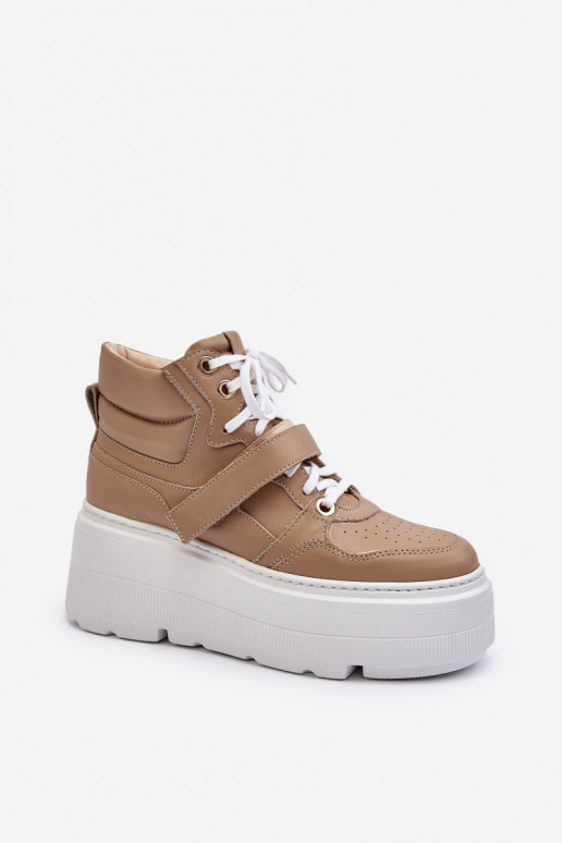 Zazoo 3450 Nahk Sneakers tüüpi jalanõud Naiselik beeži värvi
