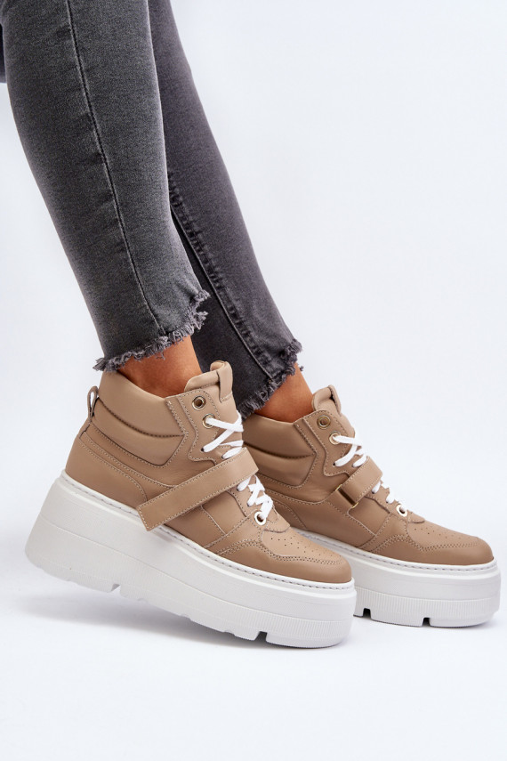 Zazoo 3450 Nahk Sneakers tüüpi jalanõud Naiselik beeži värvi