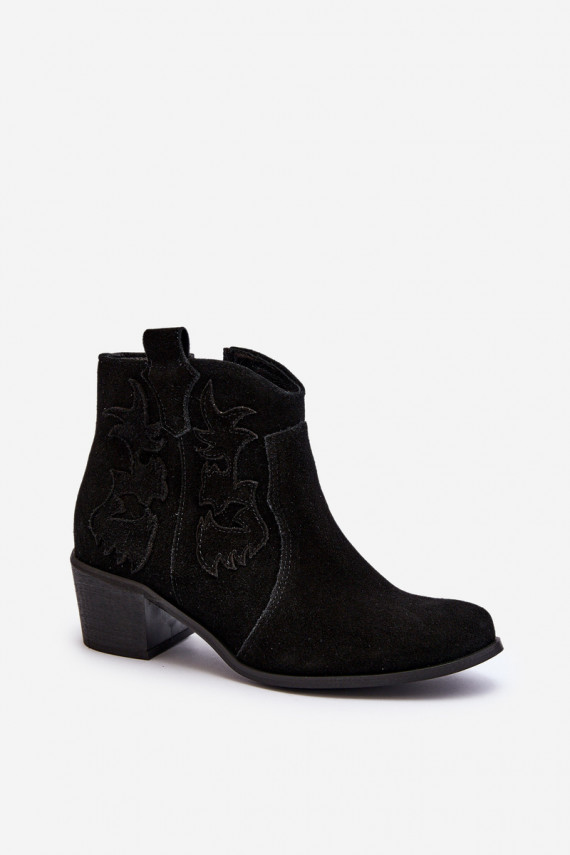 Zazoo 3426 Naiselik Seemisnahast kingad kauboi stiilis mustad