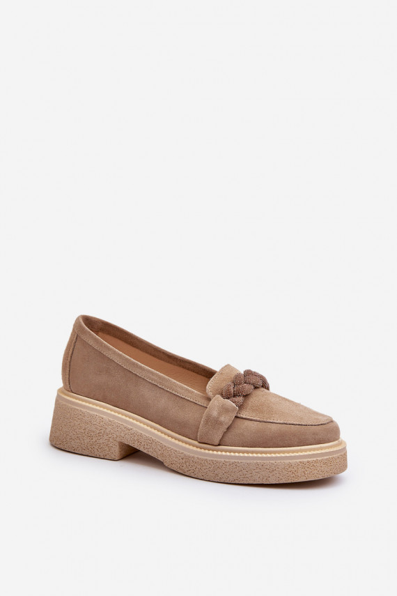 Zazoo 3429/W Elegantne mokassinid kaunistustega beeži värvi
