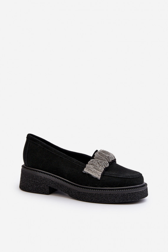 Zazoo 3419 naiste mokassiinid seemisnakhsed Dekoratiivpaelaga mustad