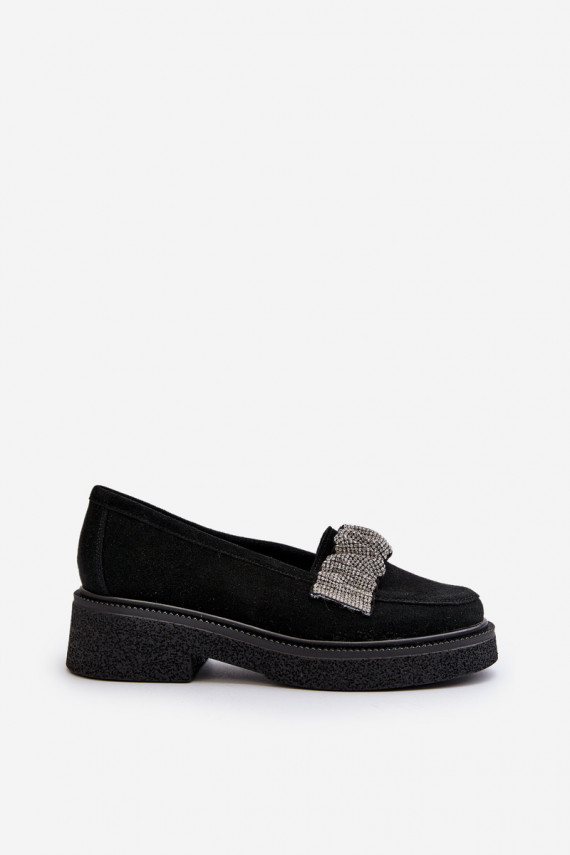 Zazoo 3419 naiste mokassiinid seemisnakhsed Dekoratiivpaelaga mustad