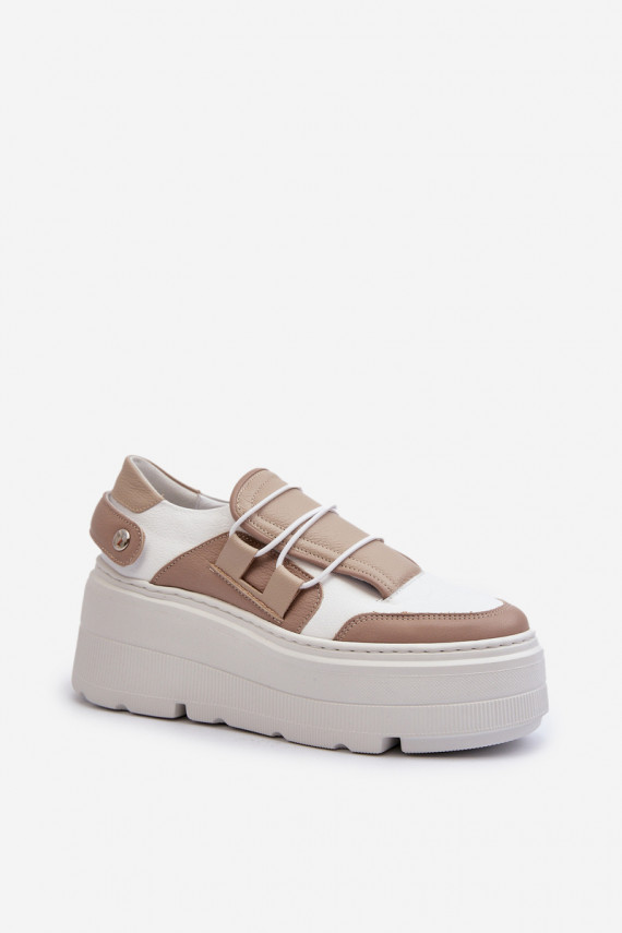 Zazoo 1833 Sneakers tüüpi jalanõud Naiselik Nahk moodsate massiivsete taldadega beeži värvi-valget värvi