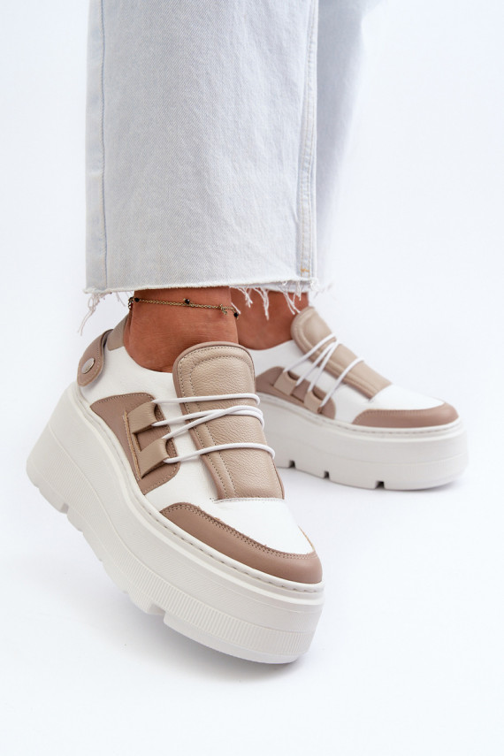 Zazoo 1833 Sneakers tüüpi jalanõud Naiselik Nahk moodsate massiivsete taldadega beeži värvi-valget värvi